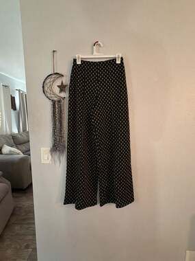 Max Studio London Women's Black and Tan Patterned Wide-Leg Culotte Pants